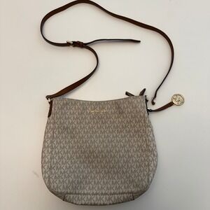 Michael Kors MK‎ Logo Crossbody Bag Purse Beige Brown *Broken Strap*